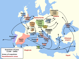 Expulsions of Jews in Europe from 1100 to 1600