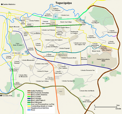 Tegucigalpa's contemporary Center, formed by over 40 neighborhoods