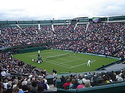 A tennis match at Centre Court of Wimbledon in 2007
