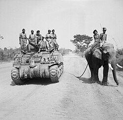Sherman tank of the 9th Royal Deccan Horse, on the road to Meiktila, Burma, 29 March 1945.