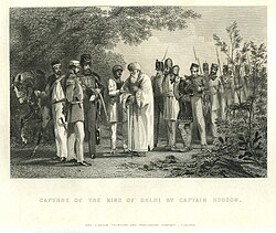 Capture of Bahadur Shah Zafar and his sons by William Hodson at Humayun's tomb on 20 September 1857