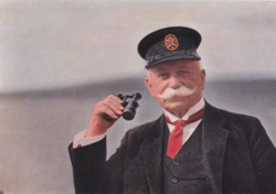 Color photographic print of Ferdinand von Zeppelin during the expedition to Spitzbergen in 1910, taken by Adolf Miethe