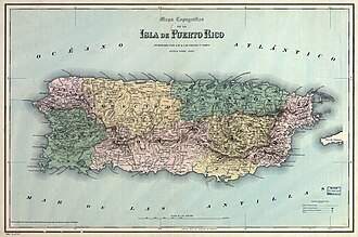 Map of the departments of Puerto Rico during Spanish provincial times (1886)