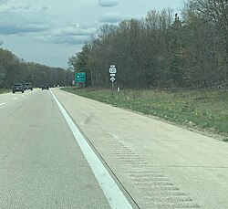 The concurrency of US 131 and M-46 as seen in Reynolds Township, Montcalm County