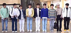 Zerobaseone at Gimpo International Airport to attend KCON Japan 2023.