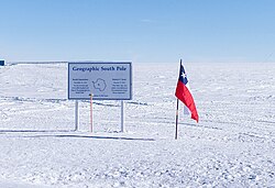 Southern Frontier of Tricontinental Chile, the South Pole with a national flag