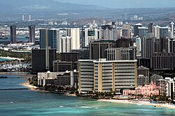 Tourism is Hawaii's leading employment sector, providing numerous jobs in places such as Waikīkī in Honolulu (above).