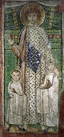 A pre-Iconoclastic depiction of St. Demetrios at the Hagios Demetrios Basilica in Thessaloniki.