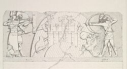 1849 illustration of a relief from Dur-Sharrukin by Eugène Flandin