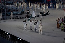 The athletes from Pakistan entering the stadium at the opening ceremonies of the 2010 Winter Olympics