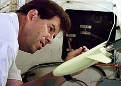 X-33 model being prepared for testing in a wind-tunnel in 1997