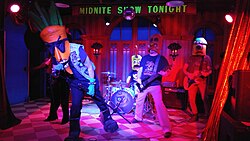 The Chicken Heads performing at the California Institute of Abnormalarts in December 2015, where they have been featured in several television appearances