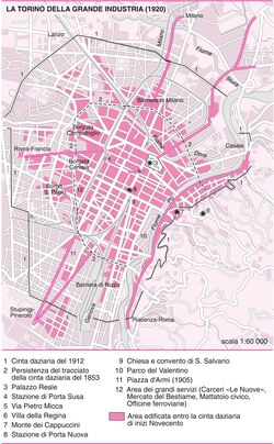Map of industrial Turin