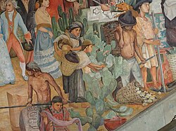 Steps in the cochineal harvest in Oaxaca, public mural by Arturo Garcia Bustos, Mexico