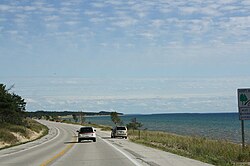 U.S. Highway 2 (US 2) runs along Lake Michigan from Naubinway to its eastern terminus at St. Ignace.