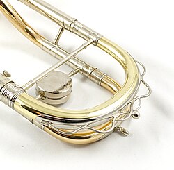 Tuning slide of a trombone with a traditional Schlangenverzierungen snake ornament, by Thein Brass