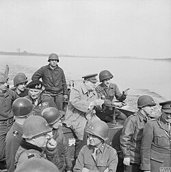 Churchill's crossing of the Rhine river in Germany, during Operation Plunder on 25 March 1945