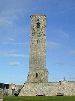 The tower of the church of St Riagal (Saint Regulus), at Cenn Ríghmonaidh, later named (St Andrews); this existed during David's reign.