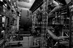 One of the sections of the extensions of the hadronic calorimeter, waiting to be inserted in late February 2006.
