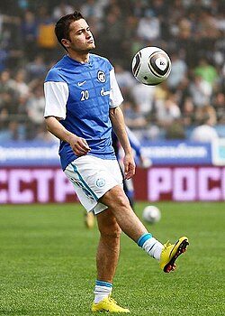 Fayzulin warming up before a 0–1 away win against Saturn on 2 May 2010