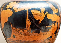 Odysseus and the Sirens, eponymous vase of the Siren Painter, c. 480–470 BC (British Museum)