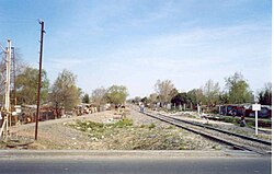 A villa miseria beside a railway track, in north-eastern Rosario.