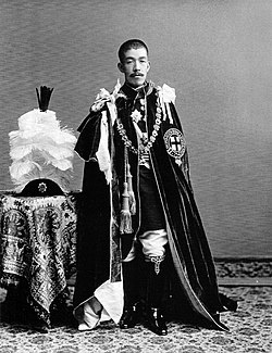 Emperor Taishō, after the 1902 Anglo-Japanese Alliance, in his Garter robes