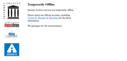 Internet Archive main page showing partially available services