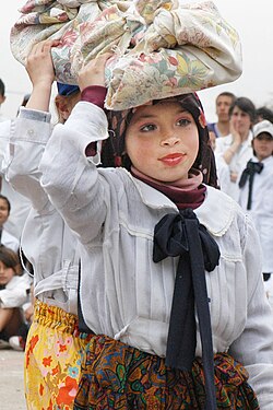 A laundress girl in a school play in Montevideo