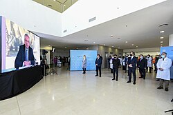 President Fernández and other members of the government inaugurate a hospital in La Matanza for COVID-19 patients.