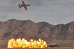 An Air Force A-10 demonstrating close air support at Nellis AFB