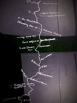Colonial map showing territorial border on the Ouachita RIver