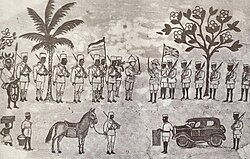 Lettow-Vorbeck surrendering his forces to the British at Abercorn, as drawn by an African artist