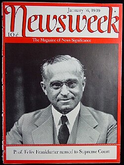 Cover of the issue from January 16, 1939, featuring Felix Frankfurter