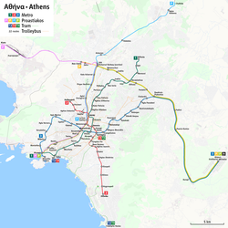 Athens railways network (Metro, Suburban Railway and Tram)