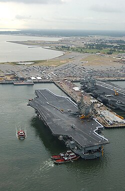 USS John F. Kennedy (CV-67) arriving at Naval Station Norfolk