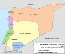 Map showing the states of the French Occupation (Mandate) from 1921 to 1922