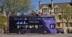 An Oxford Bus Company hybrid bus on a park & ride service