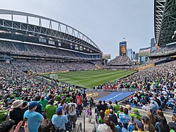 Lumen Field during a 2025 FIFA Club World Cup match between the Sounders and Atlético Madrid