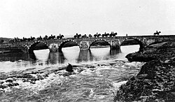 'B' Battery AIF Heavy Artillery Group crossing the Leontes River during their march to Aleppo from Tripoli in February 1919