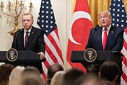 Erdoğan and US President Donald Trump at the White House in November 2019