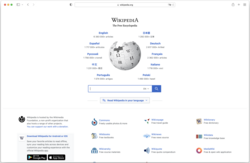 A web browser (Safari) on a MacBook displaying the Wikipedia web page