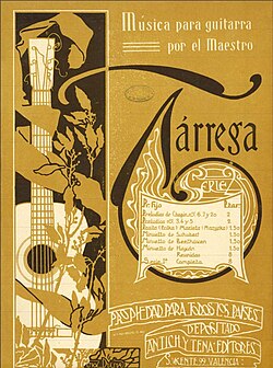 Sheet music of Tárrega compositions