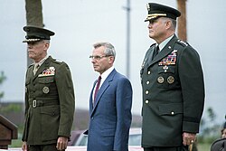 Schwarzkopf (right) takes command of United States Central Command in November 1988
