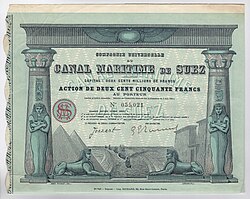 Share of the Comp. Universelle du Canal Maritime de Suez, issued 2 June 1924