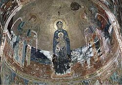 Apse mosaic "Glory of the Theotokos" in Gelati, Georgia. c. 1125–1130.