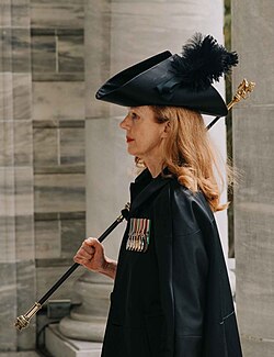 Usher of the Black Rod Sandra McKie at the State Opening of the New Zealand Parliament in 2023