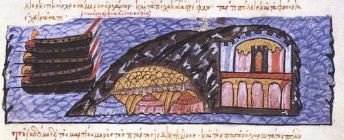 Depiction of the Siege of Chandax by Phokas, winter 960–61