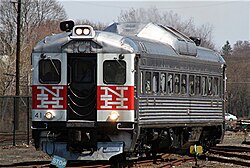 A New Haven Budd Rail Diesel Car preserved at the Danbury Railway Museum