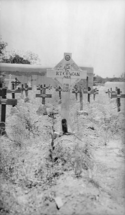 Original graveyard at Damascus includes the grave of Trooper Raymond Talbot Cowan 10th Light Horse Regiment who died of malaria on 24 October 1918